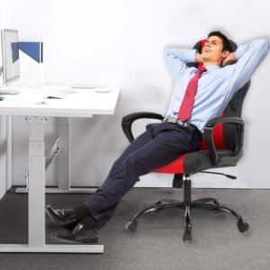 61R7wgP8pYL._AC_SL1010.jpg Office Chair PC Gaming Chair Cheap Desk Chair Ergonomic PU Leather Executive Computer Chair Lumbar Support for Women, Men (Red)