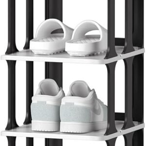 6 Tier Narrow Shoe Rack, Small Stackable Shoe Stand, Space Saving Furniture Shoe Storage Organizer for Entryway, Closet, Vertical Shoe Tower Rack
