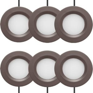 61RwUyIW07L._AC_SL1500.jpg 2.75" Wide 3000K Dimmable LED Puck Lights Kit, Plug-in Installation with recessed or Surface Mounted, Bronze Finished, Set of 3, IN-0102-3-BZ