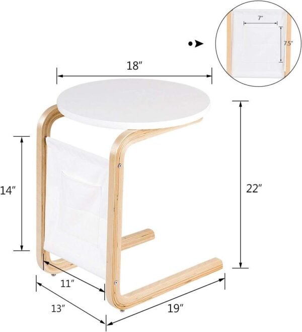 Sofa Side Table, Side/Snack/End/Couch/Console Table with Round Tabletop, Laptop Desk with Storage Bag for Bed Sofa Eating Writing Reading, Perfect for Living Room, Dining Room, Bedroom