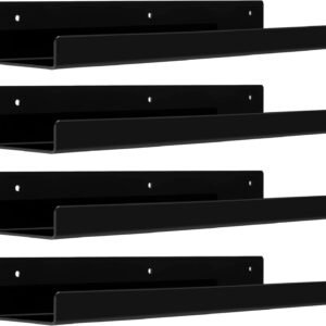 61SyYEjQB3L._AC_SL1500.jpg 4 Pack Acrylic Shelves for Wall Storage, 15" Floating Bookshelves for Kids, Display Shelf Organizer for Bathroom, Bedroom, Living Room, Kitchen, Room Decor, Clear