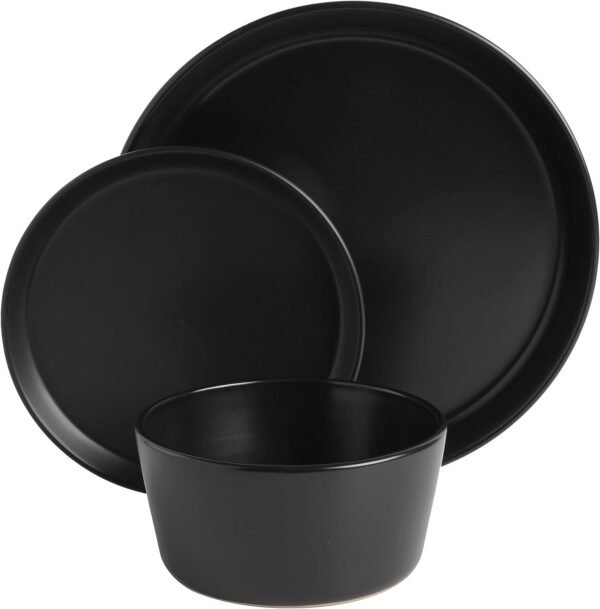 Sofia Coupe Stoneware Dinnerware Set, Service for 4 (12pcs), Black