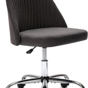 Armless Office Chair Cute Desk Chair, Modern Fabric Home Office Desk Chairs with Wheels Adjustable Swivel Task Computer Vanity Chair for Small Spaces
