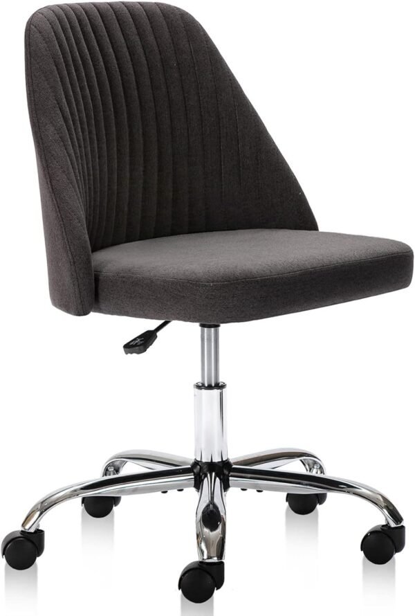 Armless Office Chair Cute Desk Chair, Modern Fabric Home Office Desk Chairs with Wheels Adjustable Swivel Task Computer Vanity Chair for Small Spaces