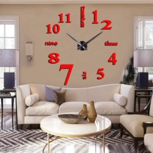 Large 3D DIY Wall Clock Frameless Mirror Surface Big Wall Clock Home Decoration for Living Room Bedroom Home Office Kids Room Hotel Coffee Hall Bar Wall Decoration