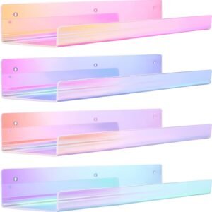 61V98A7mTNL._AC_SL1500.jpg 4 Pack Acrylic Shelves for Wall Storage, 15" Floating Bookshelves for Kids, Display Shelf Organizer for Bathroom, Bedroom, Living Room, Kitchen, Room Decor, Clear