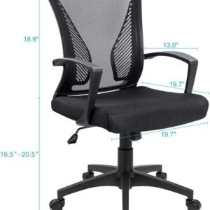 61VvCNoiOZL._AC_SL1000.jpg Office Chair Mid Back Swivel Lumbar Support Desk Chair, Computer Ergonomic Mesh Chair with Armrest (Black)