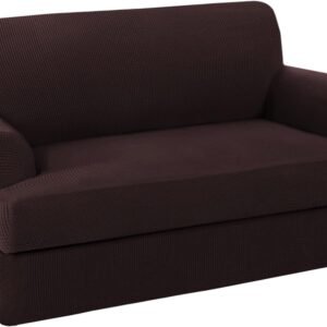 H.VERSAILTEX High Stretch Jacquard 2 Pieces Sofa Cover Couch Cover Furniture Sofa Slip Covers for Living Room, Polyester Spandex Jacquard Fabric Suit for T Cushion/Box Cushion (Sofa 72"-88", Navy)