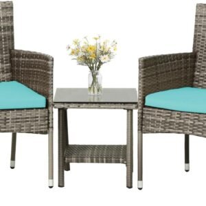 61XKJeHogOL._AC_SL1500.jpg 3 Piece Furniture Patio Chairs Wicker Outdoor Rattan Conversation Bistro Set for Backyard Porch Poolside Lawn (Brown)