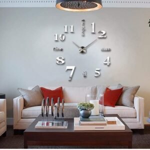 Large 3D DIY Wall Clock Frameless Mirror Surface Big Wall Clock Home Decoration for Living Room Bedroom Home Office Kids Room Hotel Coffee Hall Bar Wall Decoration