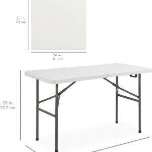 Best Choice Products 4ft Plastic Folding Table, Indoor Outdoor Heavy Duty Portable w/Handle, Lock for Picnic, Party, Camping - White