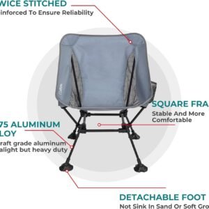 Ultralight Camping Chair for Backpacking Hiking, Portable Compact Lightweight Folding Camp Chairs for Adults - Square Aluminum Frame with Anti-Sinking Feet for Beach Lawn Travel BBQ Outdoor
