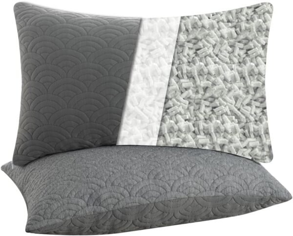 Memory Foam Pillows Queen Size Set of 2 Adjustable Cool Pillow for Side Back Stomach Sleepers Luxury Gel Pillow with Washable Cover
