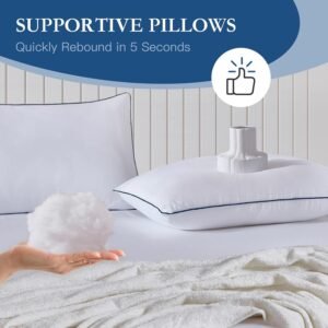 Pillows Standard Size Set of 2,Adjustable Microfiber Standard Pillows with Hollow Fiber,Hotel Quailty Bed Pillows for Sleeping 2 Pack for Side Sleeper