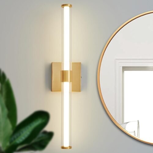 Gold Bathroom Vanity Light Fixtures Over Mirror 22 inch Modern LED Vanity Lights for Bathroom with Clear Glass Shade 4000K Bathroom Sconce 360° Bathroom Lighting(Gold 22 inch)