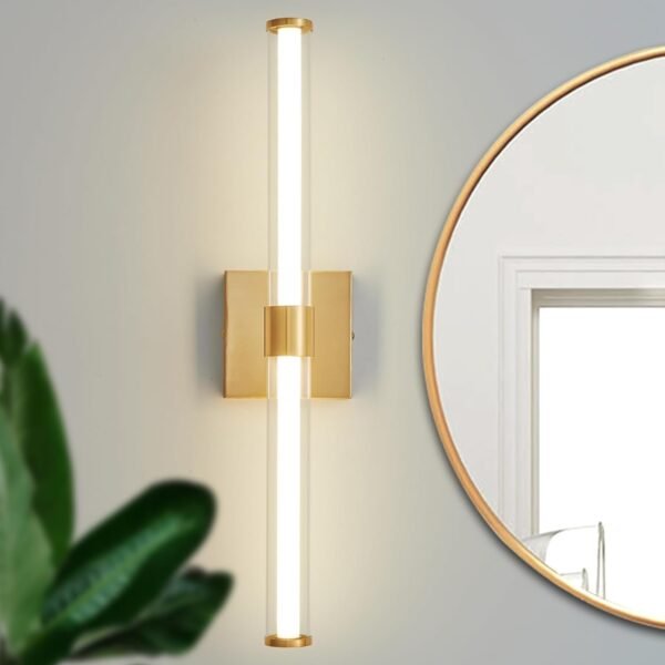 Gold Bathroom Vanity Light Fixtures Over Mirror 22 inch Modern LED Vanity Lights for Bathroom with Clear Glass Shade 4000K Bathroom Sconce 360° Bathroom Lighting(Gold 22 inch)