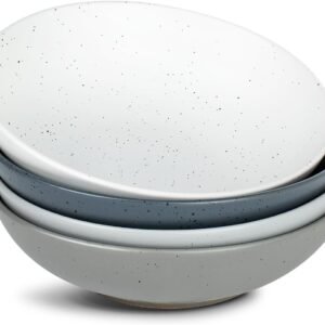 Pasta Bowls Set of 4, Large Salad Bowls, 8.75 Inch Ceramic Bowls for Serving Dinner, Microwave and Dishwasher Safe, Multi-color
