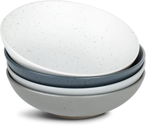 Pasta Bowls Set of 4, Large Salad Bowls, 8.75 Inch Ceramic Bowls for Serving Dinner, Microwave and Dishwasher Safe, Multi-color