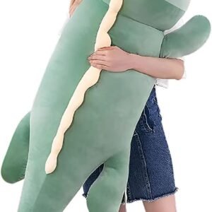 61bzLT7ZNtL._AC_SL1500.jpg Dinosaur Plush Toy Pillow,Cute Dinosaur Stuffed Animals Doll,Soft Lumbar Back Cushion Big Dinosaur Plushies Stuffed Toy Cute Pillows,Great Gift for Kids Birthday,Valentine (Green,31.4in)