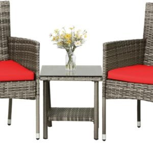 61c8V3-eJnL._AC_SL1500.jpg 3 Piece Furniture Patio Chairs Wicker Outdoor Rattan Conversation Bistro Set for Backyard Porch Poolside Lawn (Brown)