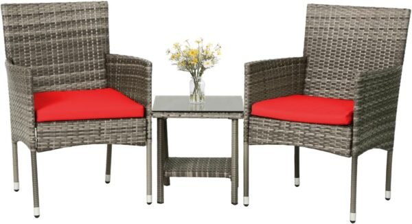 61c8V3-eJnL._AC_SL1500.jpg 3 Piece Furniture Patio Chairs Wicker Outdoor Rattan Conversation Bistro Set for Backyard Porch Poolside Lawn (Brown)