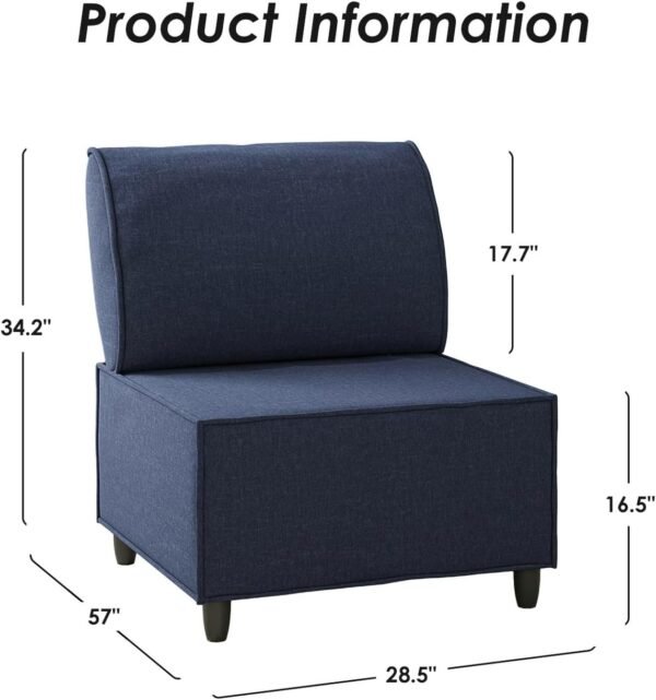 Living Room Chairs, Fabric Bedroom Accent Chair, Accent Chair, Armless Accent Chair with Back, Upholstery Chair with Wood Leg for Living Room, Oversized Chair with Removable Cover