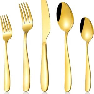 Silverware Set for 12, CXJY 60-Piece Stainless Steel Flatware Cutlery Set, Square Edge Kitchen Utensil Include Knives/Forks/Spoons, Tableware for Home/Hotel, Mirror Polished Dishwasher Safe