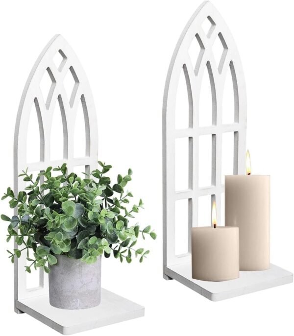 Candle Sconces Wall Decor Set of 2- Handmade Wall Sconce Candle Holder- White Wood Wall Home Decor- Modern Farmhouse Wall Decorations for Living Room, Bedroom, Bathroom, Dining Room