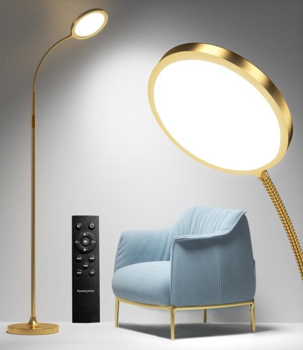 Floor Lamp,Super Bright Dimmable LED Lamps for Living Room, Custom Color Temperature Standing Lamp with Remote Push Button, Adjustable Gooseneck Reading Floor Lamp for Bedroom Office Black