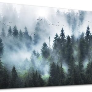 Canvas Wall Art For Living Room Modern Family Wall Decorations For Bedroom Office Wall Decor Foggy Forest Trees Landscape Wall Painting Prints Art Pictures Artwork Room Home Decor 3 Piece