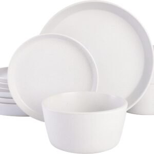 Sofia Coupe Stoneware Dinnerware Set, Service for 4 (12pcs), Black