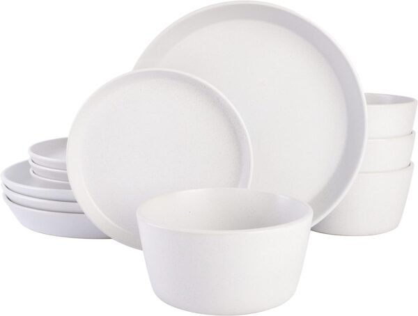 Sofia Coupe Stoneware Dinnerware Set, Service for 4 (12pcs), Black