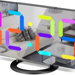 Digital Alarm Clock,7 in LED Mirrored Clocks Large Display,with 2 USB Charger Ports,Auto Dim,Night Mode,Modern Desktop Electronic Clocks for Bedroom Home Office Decor - Gold