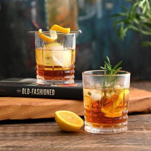 Old Fashioned Whiskey Glasses Set of 4, 11oz Bourbon Glass Set Rock Glass for Cocktail Drinks Scotch, Lowball Drinking Bar Glassware Thick Short Tumbler Drinkware Men Gift