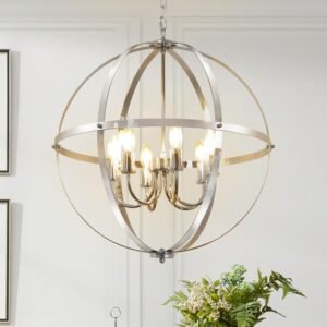 61hSno-dOlL._AC_SL1500.jpg Vintage Pendant Hanging Light Fixtures, Flush Mount Ceiling Chandelier Lamp with Metal Spherical Shade for Kitchen, Dining Room, Living Room, Hallway, Entryway 3-Light, E12 Base-Matte Black