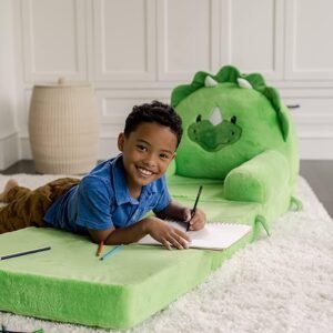 Soft Landing Elite Premium Character Sofa Seat & Transformable Fold-Out Lounger with Carrying Handle – Leopard