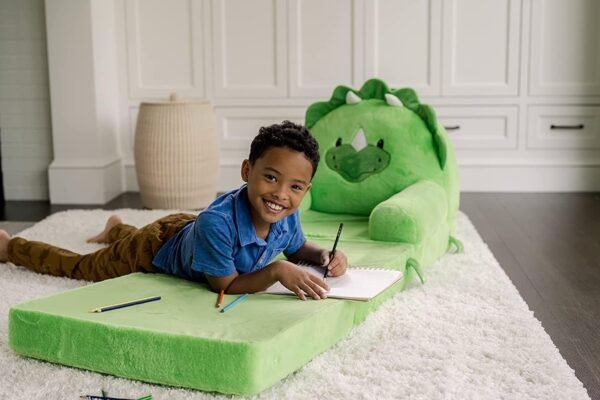 Soft Landing Elite Premium Character Sofa Seat & Transformable Fold-Out Lounger with Carrying Handle – Leopard