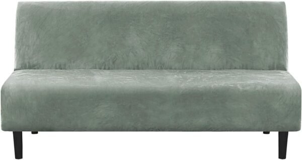 61hYH4m2gLL._AC_SL1500.jpg H.VERSAILTEX Real Velvet Futon Cover Armless Sofa Covers Sofa Bed Covers Stretch Futon Couch Cover Sofa Slipcover Furniture Protector Thick Soft Cozy Velvet Fabric Form Fitted Stay In Place, Sea Grass