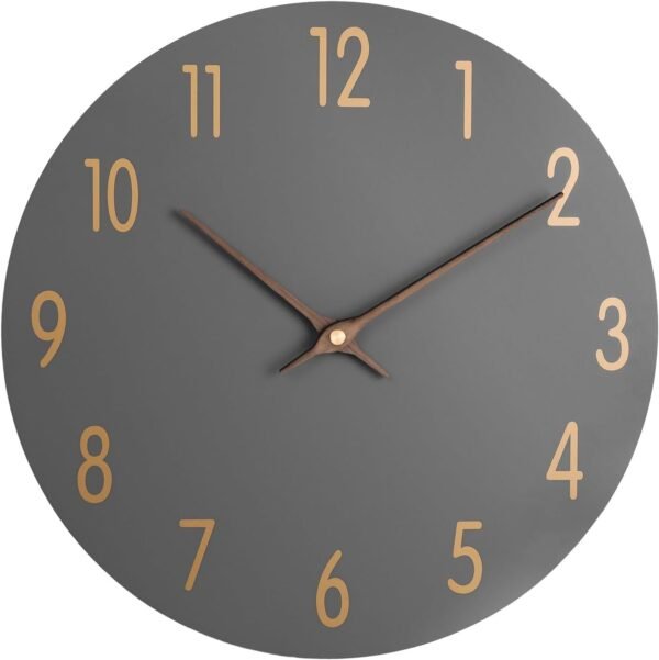 Wall Clocks Battery Operated, 12 Inch Silent Non Ticking Wood Modern Wall Clock, Quartz White and Gold Wall Clock Decorative for Living Room Decor Kitchen Bedroom Office Home