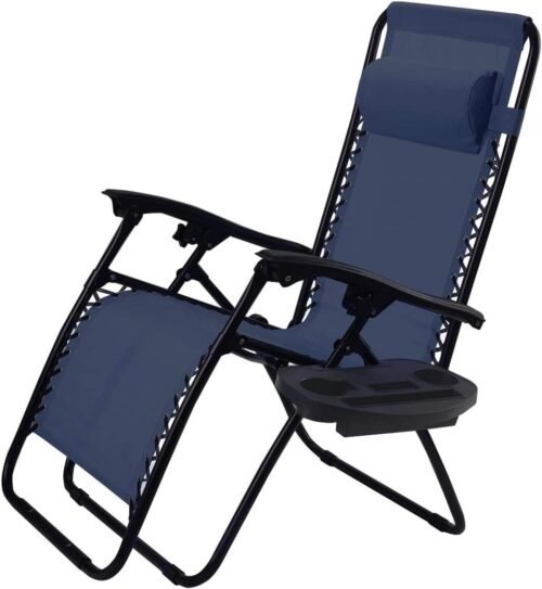 Folding Lawn Beach Recliner Outdoor Zero Gravity Lounge Chair, 1 PC, Navy