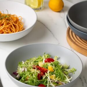 Pasta Bowls Set of 4, Large Salad Bowls, 8.75 Inch Ceramic Bowls for Serving Dinner, Microwave and Dishwasher Safe, Multi-color