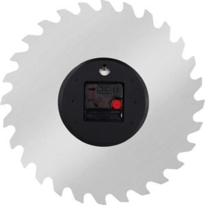 12 Inch Metal Wall Clock with Circular Saw Blade Dial, Handsaw and Hammer Pointer,Great Decor for Garage,Workshop and Man Cave