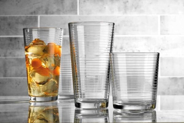 Drinking Glasses 16 Piece Set, 8-17 Oz. Highball Glasses, 8-13 Oz. Whiskey Rocks, Ideal for Water, Juice, Cocktails, and Iced Tea. Dishwasher safe