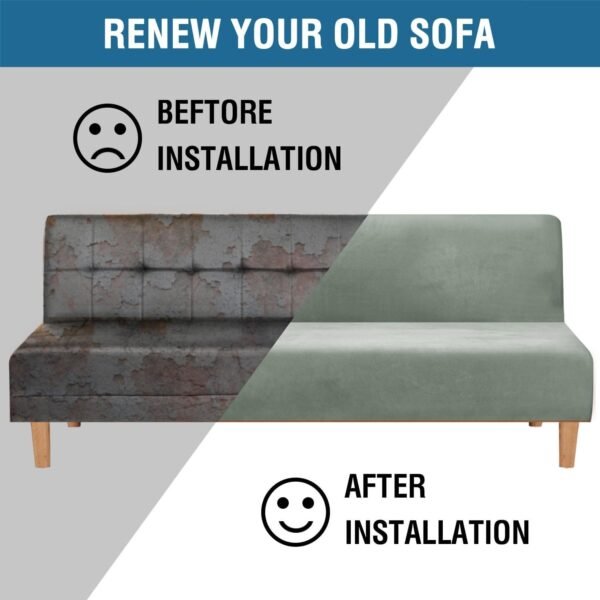 61kMWg_tjCL._AC_SL1500.jpg H.VERSAILTEX Real Velvet Futon Cover Armless Sofa Covers Sofa Bed Covers Stretch Futon Couch Cover Sofa Slipcover Furniture Protector Thick Soft Cozy Velvet Fabric Form Fitted Stay In Place, Sea Grass