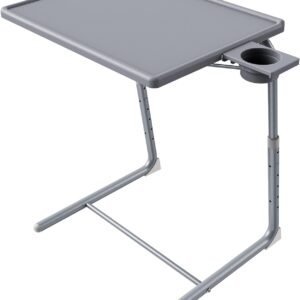 Adjustable TV Tray Table - TV Dinner Tray on Bed & Sofa, Comfortable Folding Table with 6 Height & 3 Tilt Angle Adjustments (Black)
