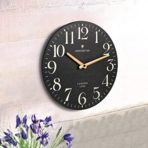 Farmhouse Black Wall Clock - 12 Inch Quartz Battery Operated Vintage Wooden Decorative Silent Analog Clock for Kitchen, Living Room, Bedroom, Office