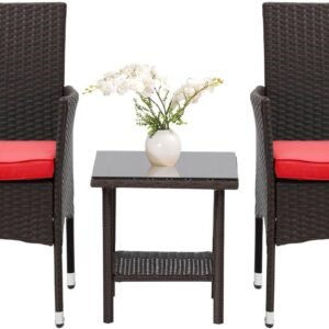 61mXyMK2piL._AC_SL1500.jpg 3 Piece Furniture Patio Chairs Wicker Outdoor Rattan Conversation Bistro Set for Backyard Porch Poolside Lawn (Brown)