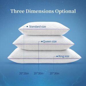 Memory Foam Pillows Queen Size Set of 2 Adjustable Cool Pillow for Side Back Stomach Sleepers Luxury Gel Pillow with Washable Cover