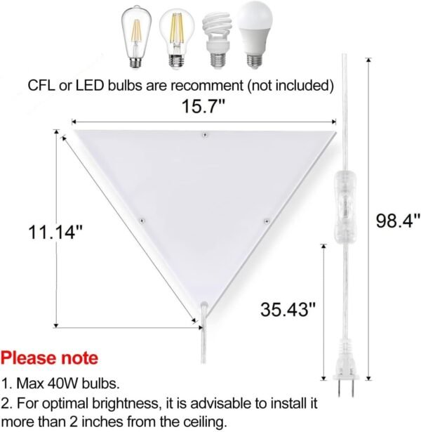 61p-0lYnML._AC_SL1500.jpg Corner Light, Plug in Ceiling Lights, Modern Corner Lights for Living Room, Triangle Corner Light with Acrylic Shade, Corner Lamp for Office, Bedroom