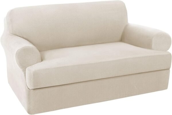 H.VERSAILTEX High Stretch Jacquard 2 Pieces Sofa Cover Couch Cover Furniture Sofa Slip Covers for Living Room, Polyester Spandex Jacquard Fabric Suit for T Cushion/Box Cushion (Sofa 72"-88", Navy)